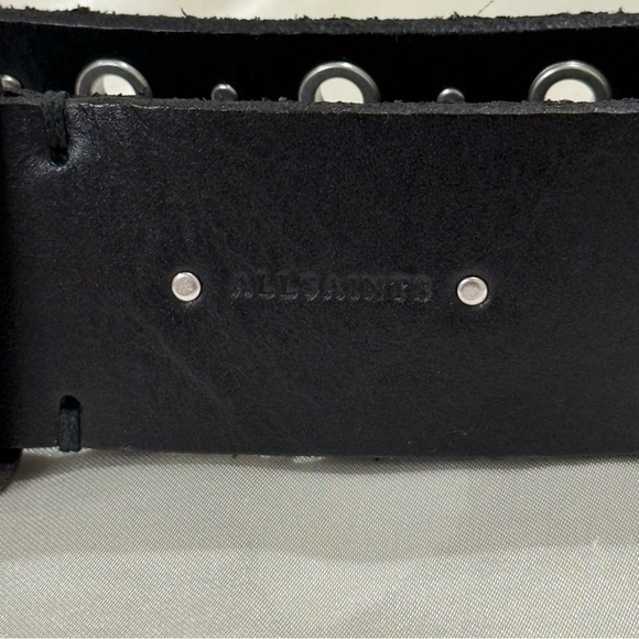 All Saints Stud Eyelet Belt M/L Black Leather Grommet Edgy Cool Rock Festival main image 8